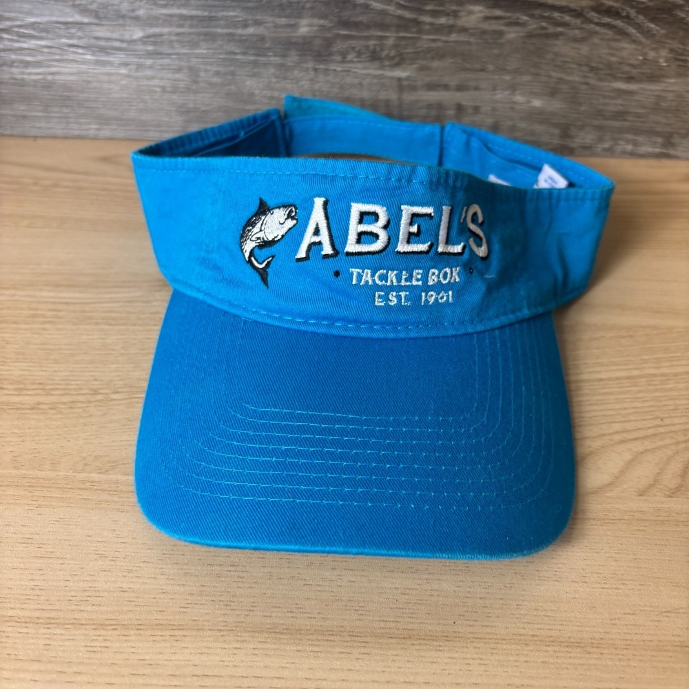 Abels Tackle Hat Cap Strap Back Blue Visor Boat Boating Fishing Outdoors